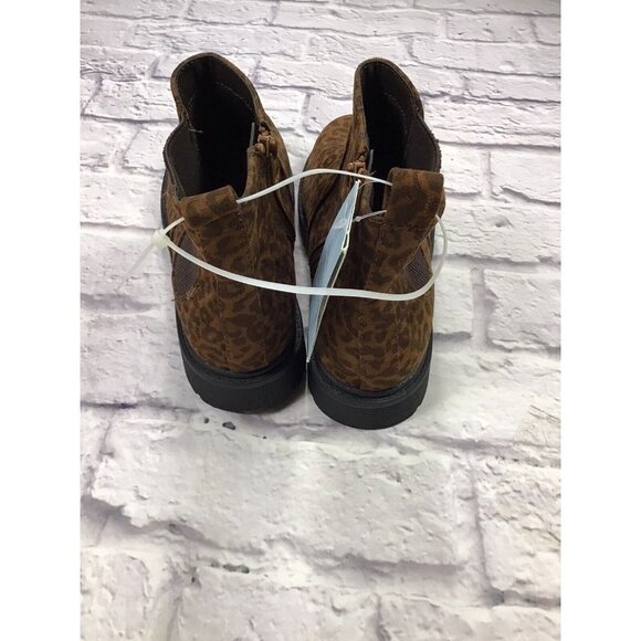Cat & Jack Chelsea Boots Girls Size 5 Zita Zipper Slip On Brown Leopard - Picture 4 of 5